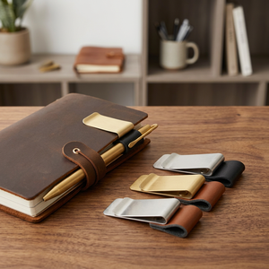 Porte-stylo carré en cuir fait main ZY ZY-07232 pour journal, carnet, calendrier - Bureau/Cadeaux - Product Image 4