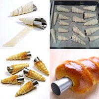 Moule à croissants coniques métalliques en spirale, moule à cannoli, moule à cornets à la crème - Outil de cuisson, moule à rouleaux coniques, compatible lave-vaisselle et four