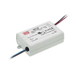 Fuente de alimentación LED Mean Well APV-35 de 35W 12V CC, convertidor AC-DC de un solo canal, clase 2, apto para ubicaciones secas y húmedas - Product Image 1
