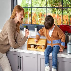 Boîte à pain en bambou Kayaha 15,1x11x6,9 pouces avec couvercle roulant pour comptoir de cuisine, pour ranger le pain, les toasts et les pâtisseries - Product Image 2