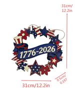 Couronne en bois patriotique étoiles et rayures, panneau de bienvenue de 11,8 pouces pour le 4 juillet, le Memorial Day, la fête de l'Indépendance, décoration murale pour la maison