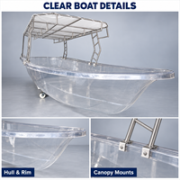Bateau de tourisme transparent pour 12 passagers avec auvent en acier inoxydable pour projets de complexes hôteliers et de zones touristiques