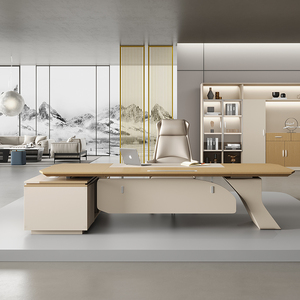 Escritorio de oficina ejecutivo moderno y personalizado en forma de L Diseño de madera <span class=keywords><strong>MFC</strong></span> duradero con material MDF para uso en la oficina - Product Image 1