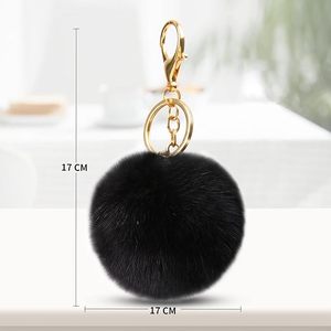 Llavero con Bola de Pelo Sintético de Conejo, Suave y Esponjoso, con Cristal Brillante para Mujer - Product Image 4