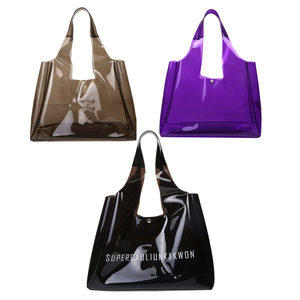 Bolsa de Mano de PVC de Lujo con Logotipo Personalizado, Acabado Mate Marrón Transparente, Bolsa de Playa Transparente para <span class=keywords><strong>Compras</strong></span> de Verano, Uso Diario para Mujeres, MOQ - Product Image 1
