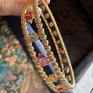 Bracelet jonc élastique double rang de perles en pierres précieuses naturelles en or 18 carats Xinfly Fine Jewelry - Product Image 4