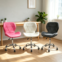 Chaise de bureau moderne en cuir PU, réglable en hauteur, pivotante, sans accoudoirs, ergonomique, pour le bureau à domicile