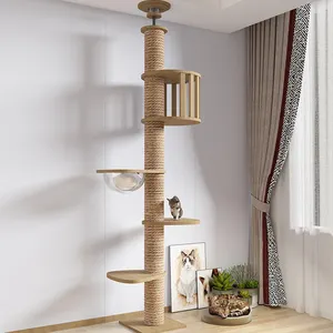 מודרני חתול תקרת עץ מגדל חתולים גדולים עץ דירה משחק ריהוט מגרד חתול מסגרת עץ מטפס