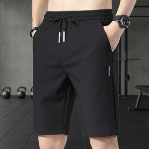 Shorts de sport décontractés d'été pour hommes OEM O&M, taille élastique, séchage rapide, légers, motif uni, cinq quarts - Product Image 4