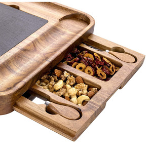 Table de queso vente en gros, plateau de service de <span class=keywords><strong>cuisine</strong></span>, plateau de fromage en <span class=keywords><strong>ardoise</strong></span> Extra Large, planche de confiserie en bois de qualité supérieure et ensemble de couteaux - Product Image 3