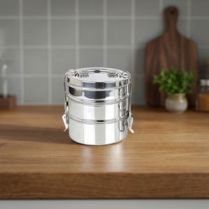 Classic Design Eco-Friendly Glossy Stainless Steel Leak-Proof 2-Layer Freshness Preservation Food Safe Silicone Lid Storage Bin - Product Image 2