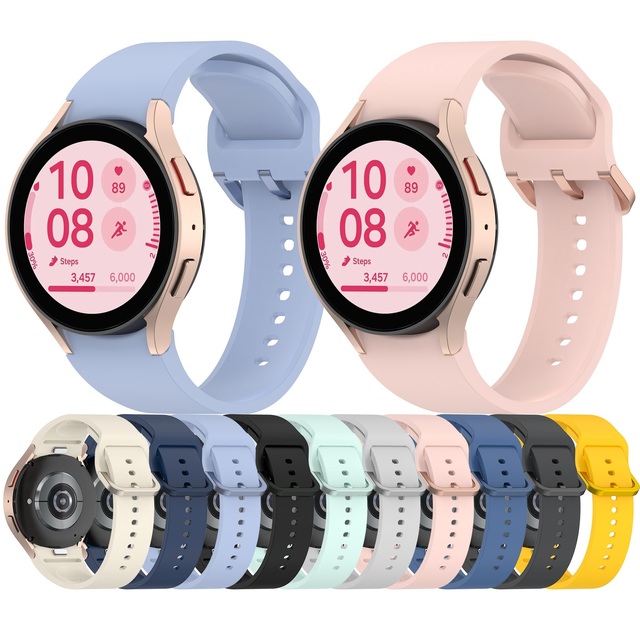 One Button Silicone Strap for Samsung Galaxy Watch FE Replacement Rubber Bracelet for Samsung Watch 7/6/5/4 Silicone Watch Bands