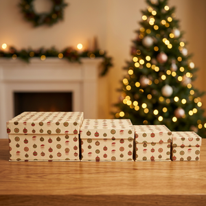 Christmas Ornament Pattern Rigid Gift Boxes Rectangle Ivory Board Recyclable Four-Color Printing Offset Printing - Product Image 4