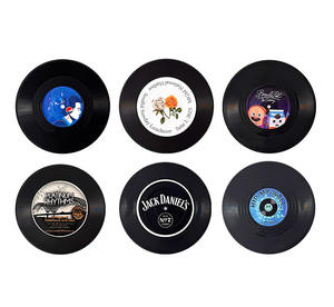 Sous-verres personnalisés en vinyle noir pour table, à prix abordable, pour bière et café - Product Image 2