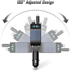 Chargeur de téléphone portable à charge super rapide quatre en un avec câble télescopique à affichage numérique 12-24v prise allume-cigare de voiture - Product Image 3