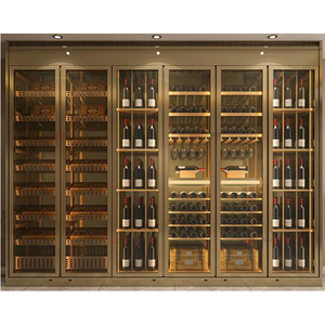 Enfriador de Botellas de Vino Dorado de Dos Puertas con Interior de Espejo para Exhibición, Modelo WR-01 - Product Image 5