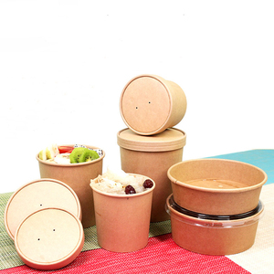 Nhà máy trực tiếp tùy chỉnh logo phân hủy sinh học giấy kraft Bát 500-1450ml Hộp Ăn Trưa chống rò rỉ cho súp salad sử dụng một lần - Product Image 5