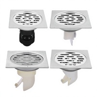 Desagüe de Piso Cuadrado Minimalista Moderno de Acero Inoxidable 304 Engrosado, Doble Uso para Lavadora e Inodoro, 10*10, Anti-insectos