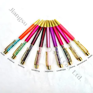 Offre Spéciale sur Tk pierres de cristal naturel dégringolé stylo à bille en métal infusé pierres précieuses promotionnelles stylo à puces de cristal