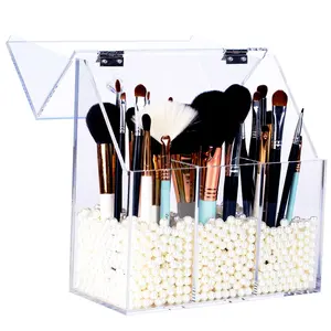 Klare Plexiglas Kosmetik Pinsel halter Acryl Make-up Organizer Box mit Deckel