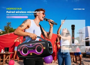 מערכת קריוקי ניידת Hopestar Party168 עם רמקול 400W עוצמתי, עמיד למים, תאורת RGB ומיקרופון אלחוטי - Product Image 6