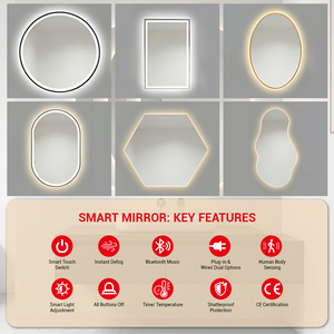 Espejo de Cuerpo Entero Moderno con Pantalla Táctil, sin Marco, Espejo LED para Sala de Estar, Espejo de Pared para Dormitorio, Espejo Irregular de Cuerpo Entero - Product Image 4