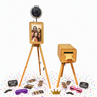 Dubbelzijdige fotohokje, draagbaar, retro, houten, met flightcase, compatibel met iPad & DSLR voor bruiloft, feest, verjaardag, evenement