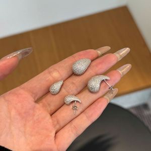 Dylam Fashion <b>Fine</b> Women Jewelry Supplier Manufacturer S925 Silver Waterdrop Shape Chunky Full 5A Zirconia <b>Stud</b> <b>Earrings</b> - Product Image 3