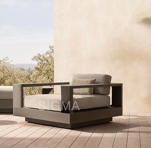 ชุดโซฟาอลูมิเนียมสำหรับกลางแจ้ง ประกอบง่าย ติดตั้งสะดวก โครงสร้างแข็งแรง ดีไซน์ทันสมัย เฟอร์นิเจอร์สำหรับสวนและลานบ้าน - Product Image 4