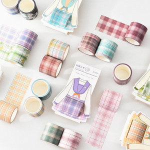 Nuovi adesivi per account a mano ragazza plaid uniforme plaid adesivi in materiale fatti a mano fai da te e nastro washi in carta - Product Image 1