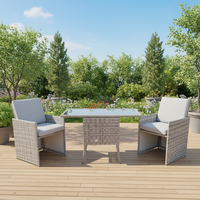 Modernes Komfortables Langlebiges Wasserfestes Rattan-Metallrahmen Outdoor-Garten-Sofa-Set mit Gepolsterten Sesseln und Glastisch