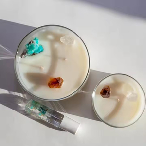 Décoration d'intérieur parfumée, cadeau, fabrication en gros, bougie en cire de soja parfumée artisanale exquise, pot en verre et pierre de cristal, luxe - Product Image 2