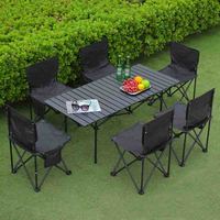 Table de camping portable, table à œufs, table de camping en aluminium, table pliante de pique-nique en plein air et ensemble de chaises