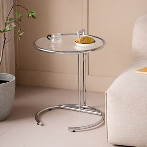 <span class=keywords><strong>Table</strong></span> d'appoint moderne de luxe à hauteur réglable, style nordique, pour salon, en verre et métal chromé argenté - Product Image 6