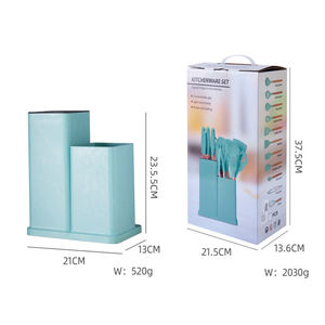 Ensemble d'ustensiles de cuisine en silicone gel de silice avec manche en bois et seau de rangement pour planches à découper 19 pièces - Product Image 6