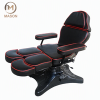 Table de massage commerciale pliable et réglable MASON en PVC, dossier incurvé, éponge haute densité durable, pour salon de tatouage et de beauté