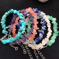 Bracelet en cristal naturel en gros, chaîne en alliage, bracelet en agate et pierres précieuses irrégulières pour bijoux bohèmes, cadeau
