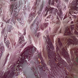 ชุดเดรสลูกไม้ขนนกกระจอกเทศ3D ผ้าทูลสี3D แวววาวแวววาว - Product Image 5