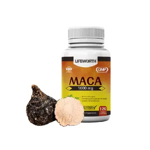 Lifeworrh Capsules de racine de maca de qualité supérieure en gros avec poivre noir Ashwagandha Vegan Maca Racine Poudre Énergie Soutien immunitaire