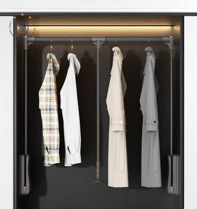 Rail de suspension de vêtements relevable pour <span class=keywords><strong>armoire</strong></span> haute avec retour automatique et amortisseur - Product Image 2