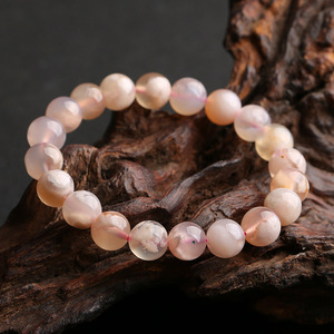 Natural Agate Stone <strong>Beads</strong> Smooth Round Mixed Charm Flower Gemstone <strong>Bracelet</strong> Sweet Cute Cherry Blossom <strong>Bracelet</strong> - Product Image 2