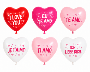 Palloncini in lattice a forma di cuore stampati con messaggi multilingue 'I Love You' e 'Te <span class=keywords><strong>Amo</strong></span>', romantici per decorazioni di San Valentino e matrimoni - Product Image 2