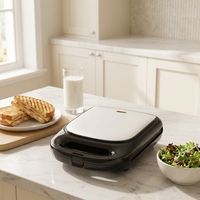 Presse à sandwich 4 tranches 220-240V 1200W, corps froid au toucher, plaques antiadhésives, protection contre la surchauffe, appareil pour petit-déjeuner