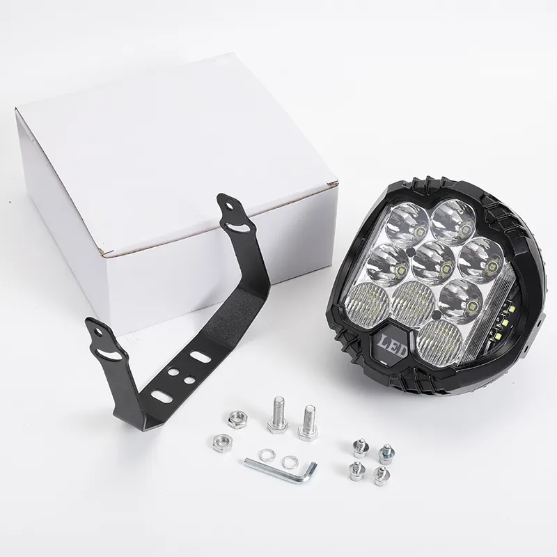 Luz de trabajo LED de 90W, accesorios para coche, 12V, 24V, luces antiniebla redondas de doble Color de 7 pulgadas para Jeep Wrangler todoterreno JK JL 4x4 camión ATV SUV