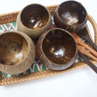 Kokosnussholzschale Aromatisiertes Glas Kerzenhalter Leerer Behälter Kokosnussschale Kerzenschale Kokosnussschale