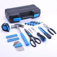 Juego de herramientas básicas de reparación para el hogar, 39 Uds., kit de herramientas portátiles mecánicas, estuche de almacenamiento portátil DIY, incluye herramientas esenciales para el hogar