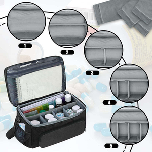 Grande trousse de médicaments de voyage pour la maison avec bandoulière, organiseur de médicaments et de premiers secours pour les thérapeutes, les médecins, les étudiants en soins infirmiers - Product Image 4