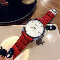 Damen Automatik-Armbanduhr aus Edelstahl mit Lederarmband, Einfacher Drei-Zeiger-Chronograph, Datumsanzeige, Saphirglas, 50m Wasserdicht