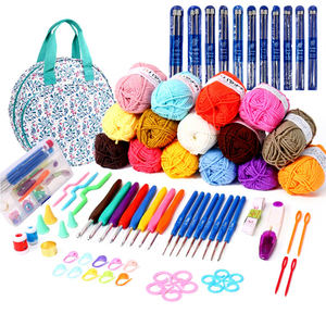 Jp Jinping Round Floral <b>Crochet</b> Storage Bag With Zipper For Home Diy Crafting <b>Kit</b> - Product Image 2
