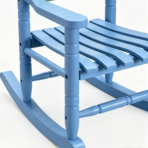 Silla Mecedora para Niños de Madera de Álamo, Diseño de Rana Azul, Mecedora de Madera para Niños Pequeños, para Sala de Estar o Cuarto de Niños, Segura, No Tóxica, con Lindo Estampado de Animales - Product Image 4